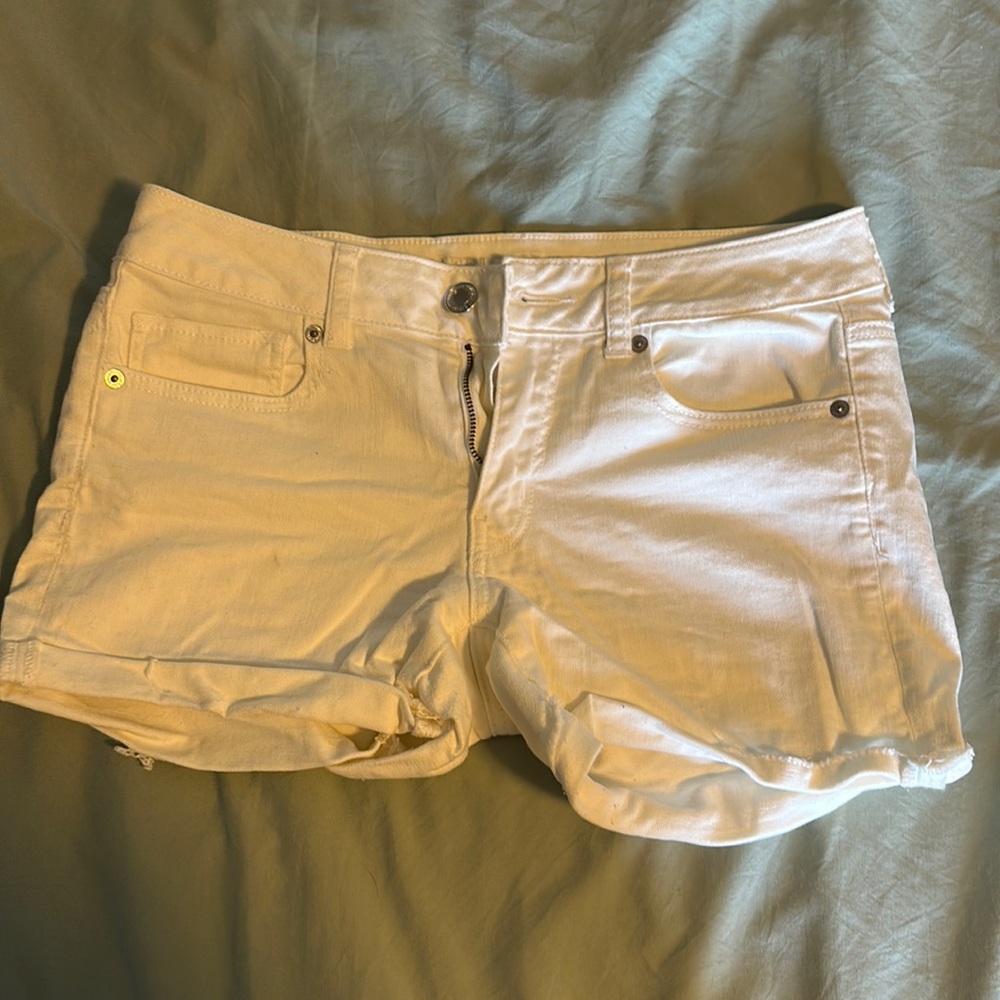 AE white jean shorts